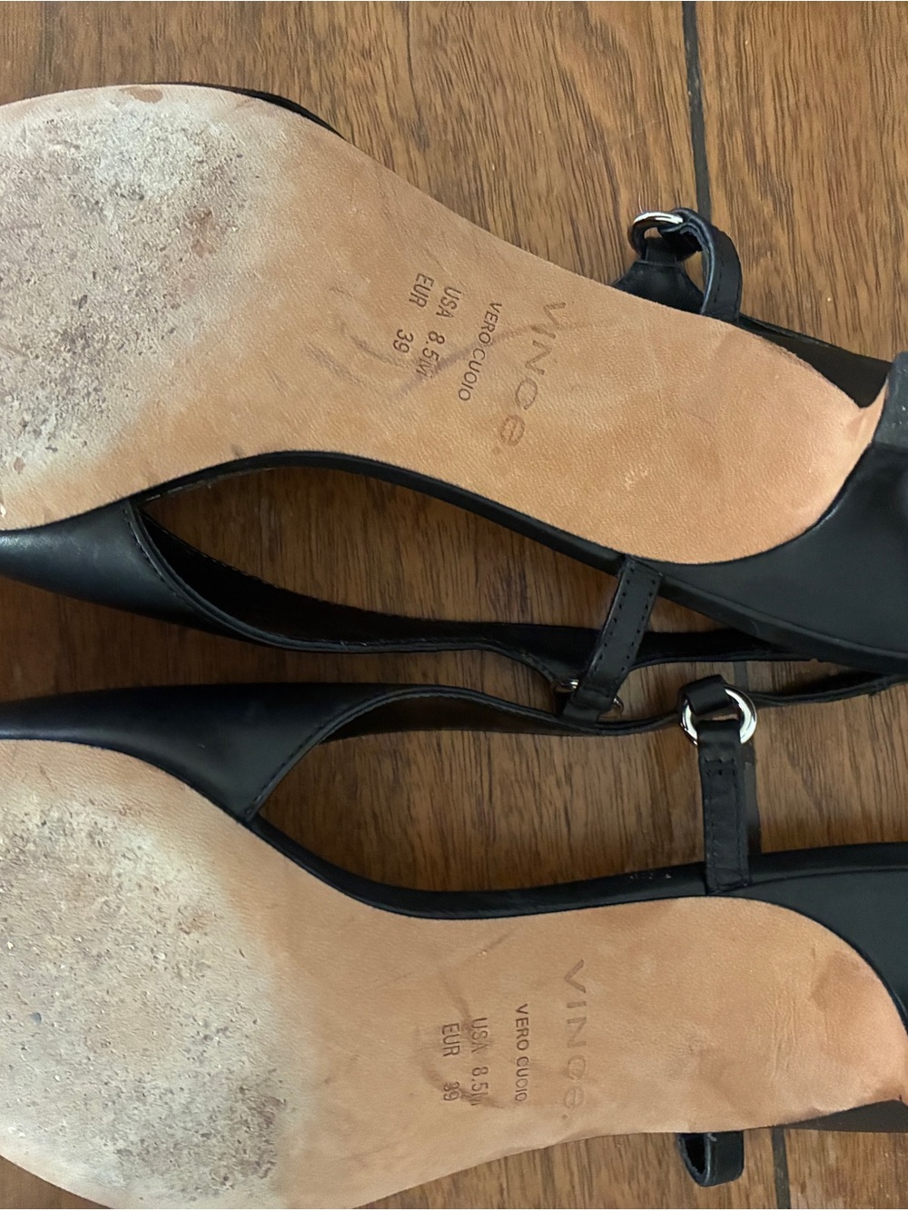 Vince Black Leather Slingback Heels - Picture 4 of 6